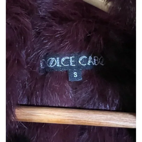 Dolce Cabo Maroon Burgundy/Black Ombre Fur Vest Rabbit Size S Super Soft - Picture 5 of 5